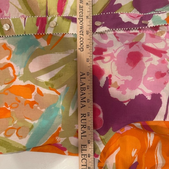 Sigrid Olsen Multicolor Floral Blouse Elegant Colorful Mature Pearl Detail Sz SP - Picture 5 of 10